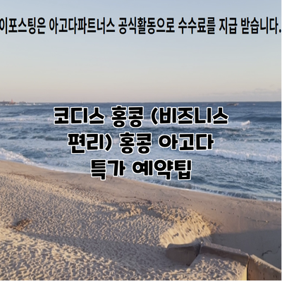 코디스 홍콩 (비즈니스 편리) 홍콩 아고다 특가 예약팁