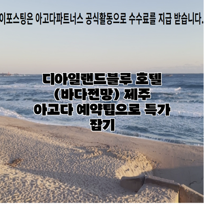 디아일랜드블루 호텔 (바다전망) 제주 아고다 예약팁으로 특가 잡기