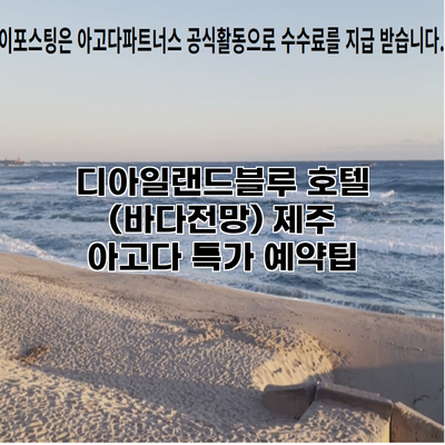 디아일랜드블루 호텔 (바다전망) 제주 아고다 특가 예약팁