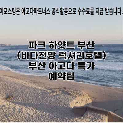파크 하얏트 부산 (바다전망 럭셔리호텔) 부산 아고다 특가 예약팁