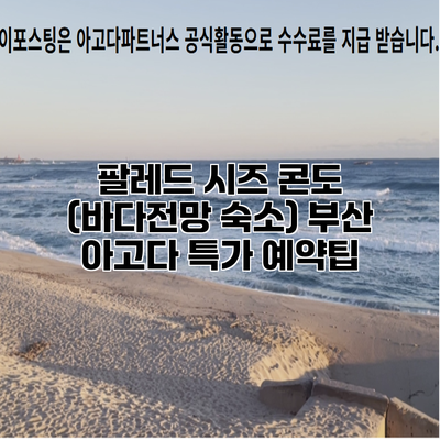 팔레드 시즈 콘도 (바다전망 숙소) 부산 아고다 특가 예약팁