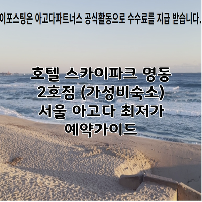 호텔 스카이파크 명동 2호점 (가성비숙소) 서울 아고다 최저가 예약가이드