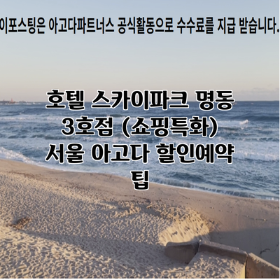 호텔 스카이파크 명동 3호점 (쇼핑특화) 서울 아고다 할인예약 팁
